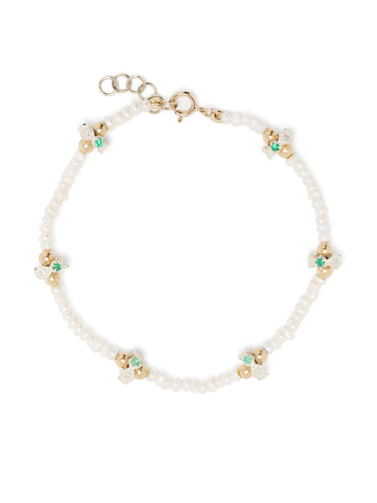9kt yellow gold Chelsea N°1 pearl and diamond bracelet
