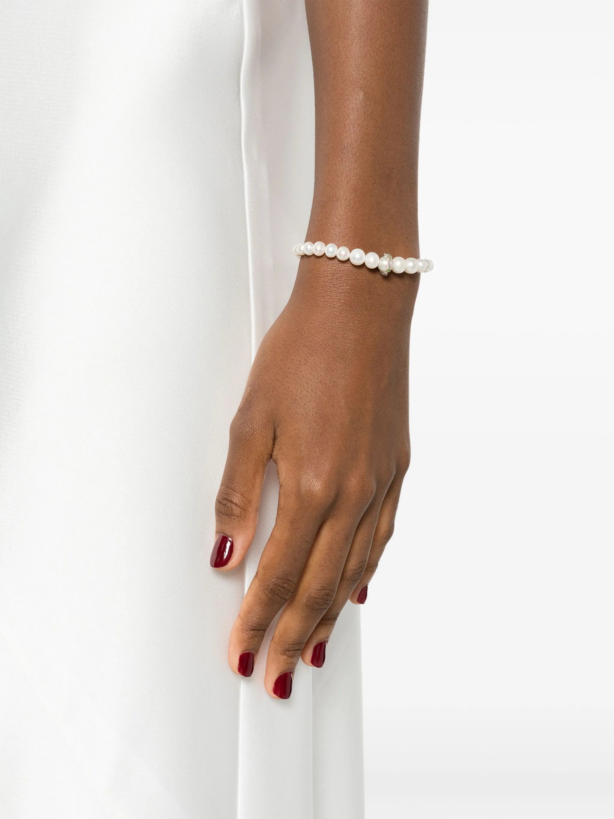 9kt yellow gold Chelsea N°2 pearl and diamond bracelet