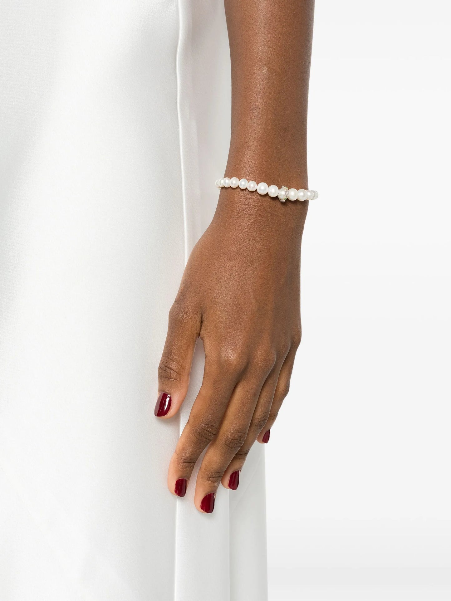 9kt yellow gold Chelsea N°2 pearl and diamond bracelet