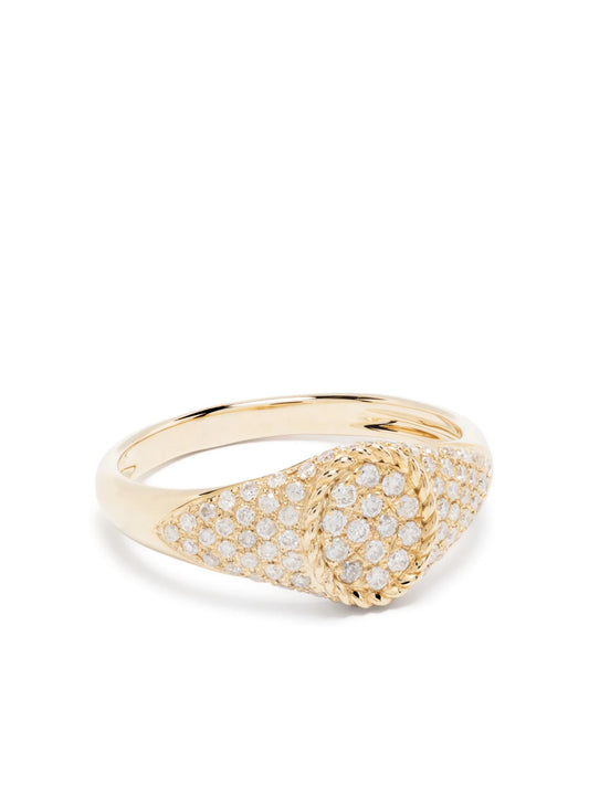 9kt yellow gold Baby Chevalier diamond signet ring