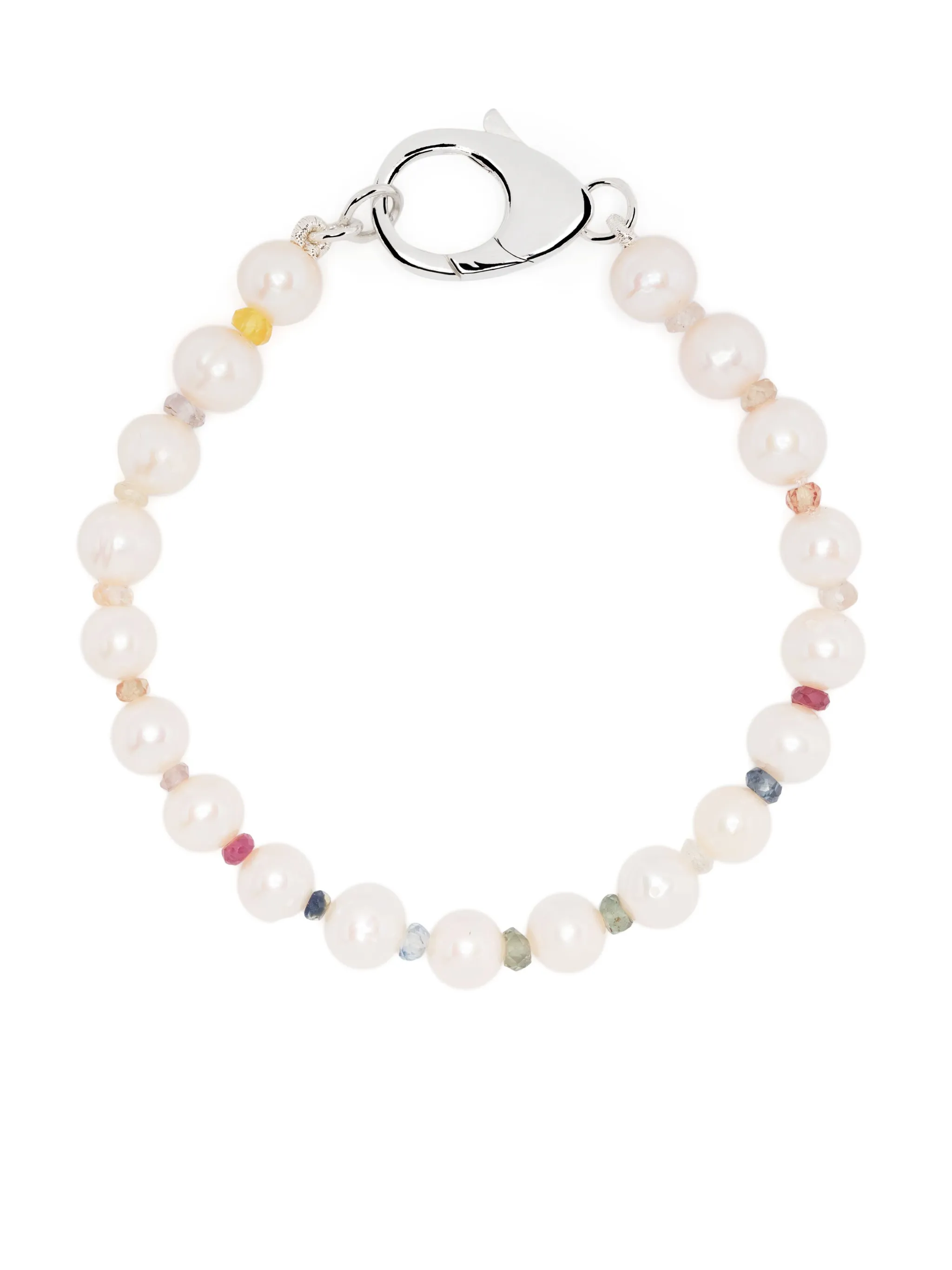 rainbow bead-embellished pearl bracelet