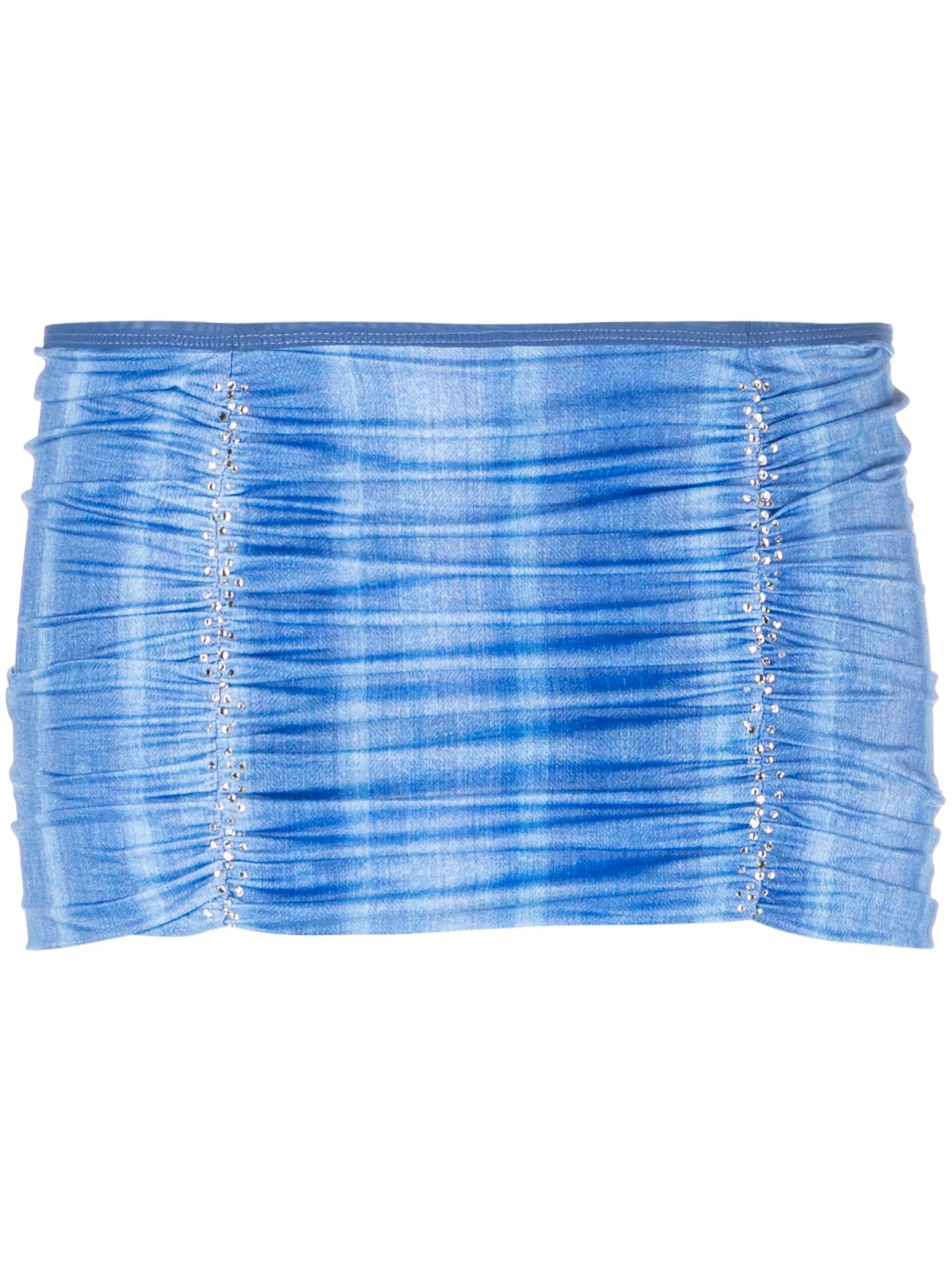 crystal-embellished ruched mini skirt