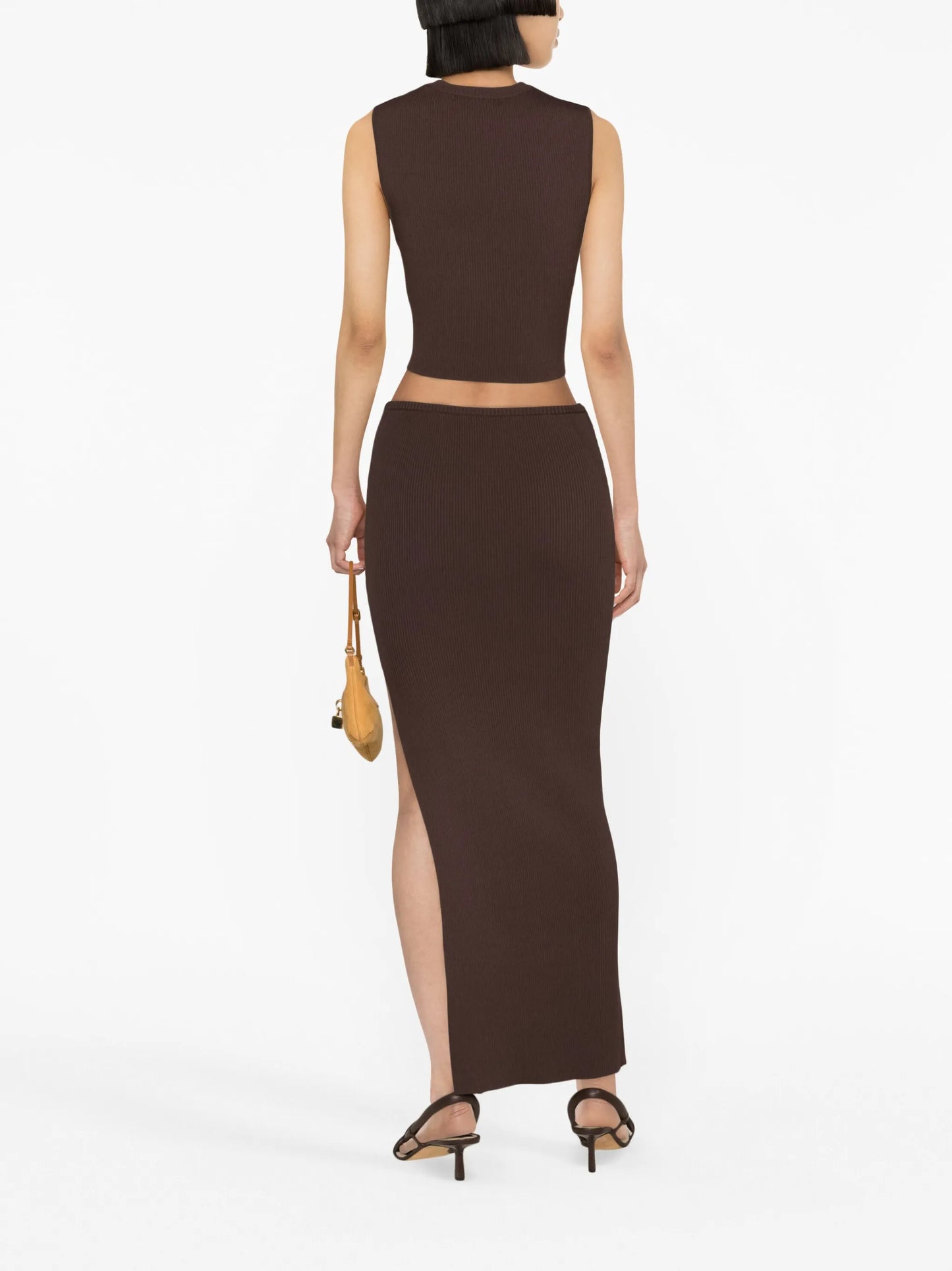cut-out ribbed-knit top