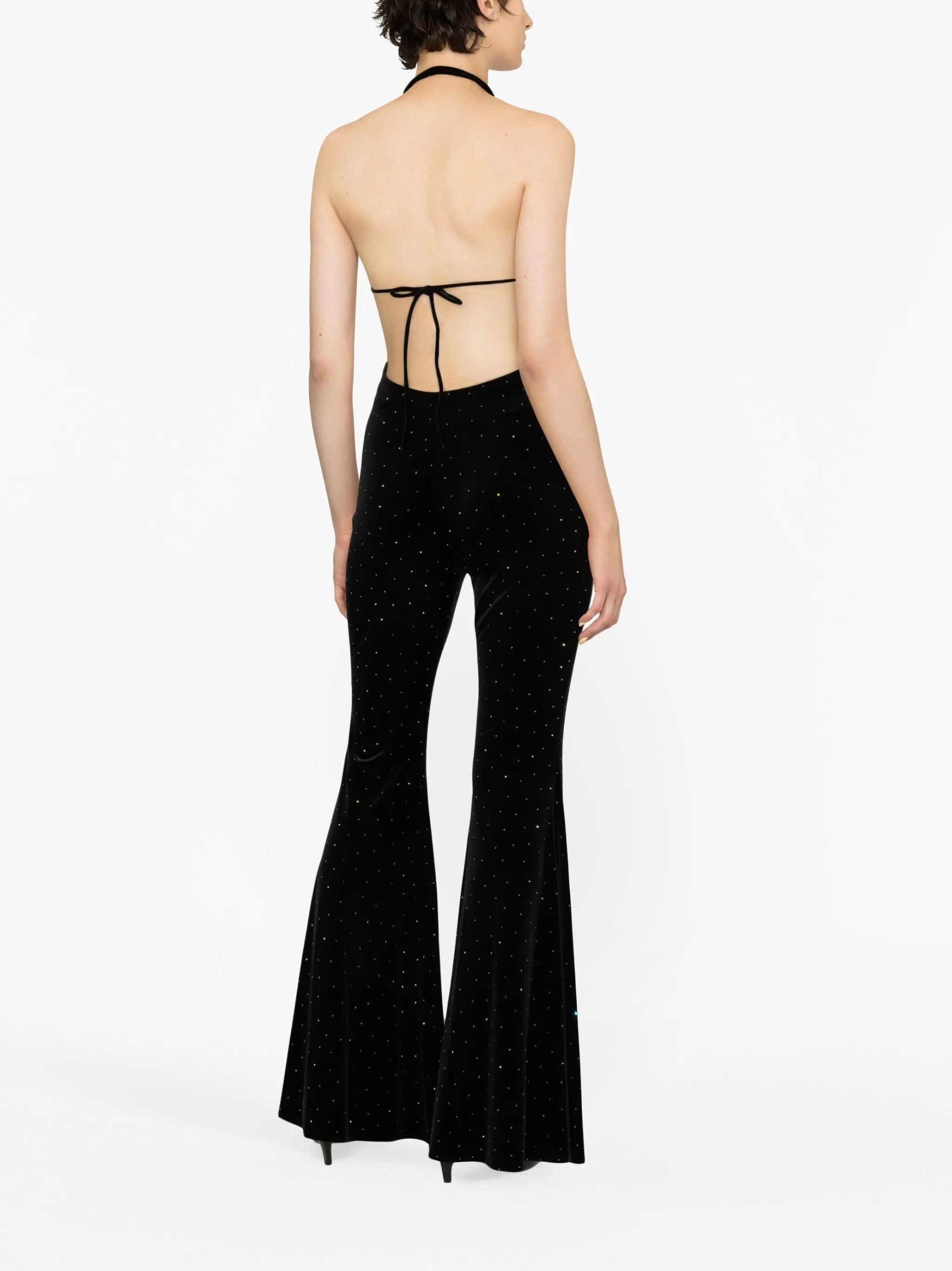 crystal-embellished velvet jumpsuit