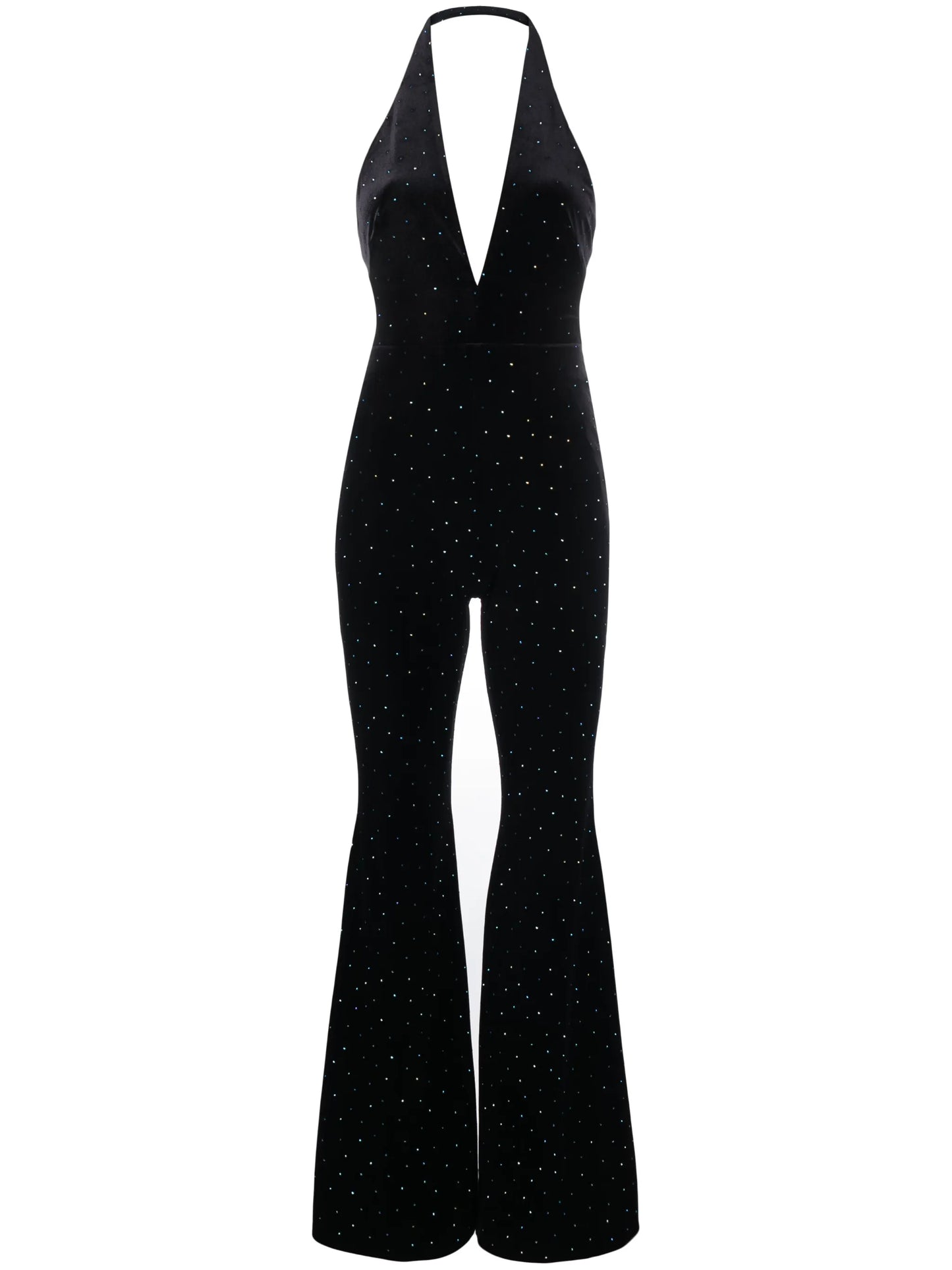 crystal-embellished velvet jumpsuit