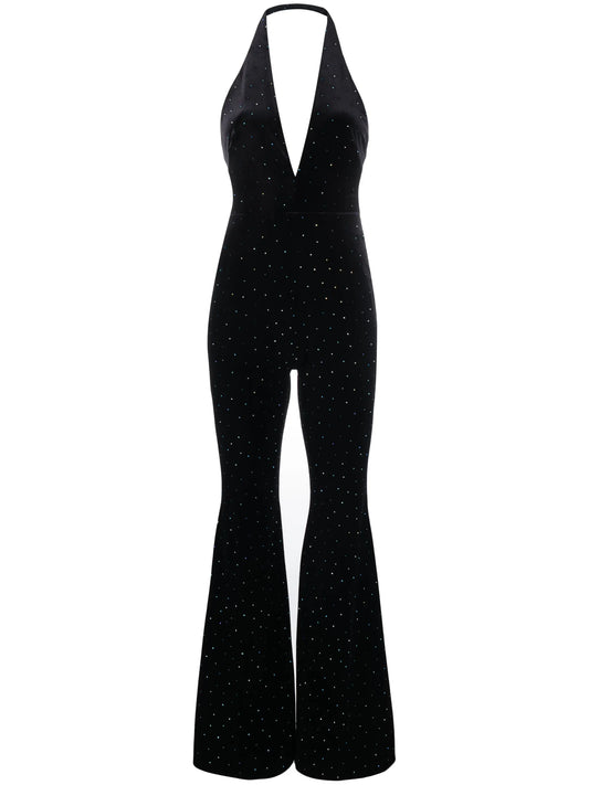 crystal-embellished velvet jumpsuit