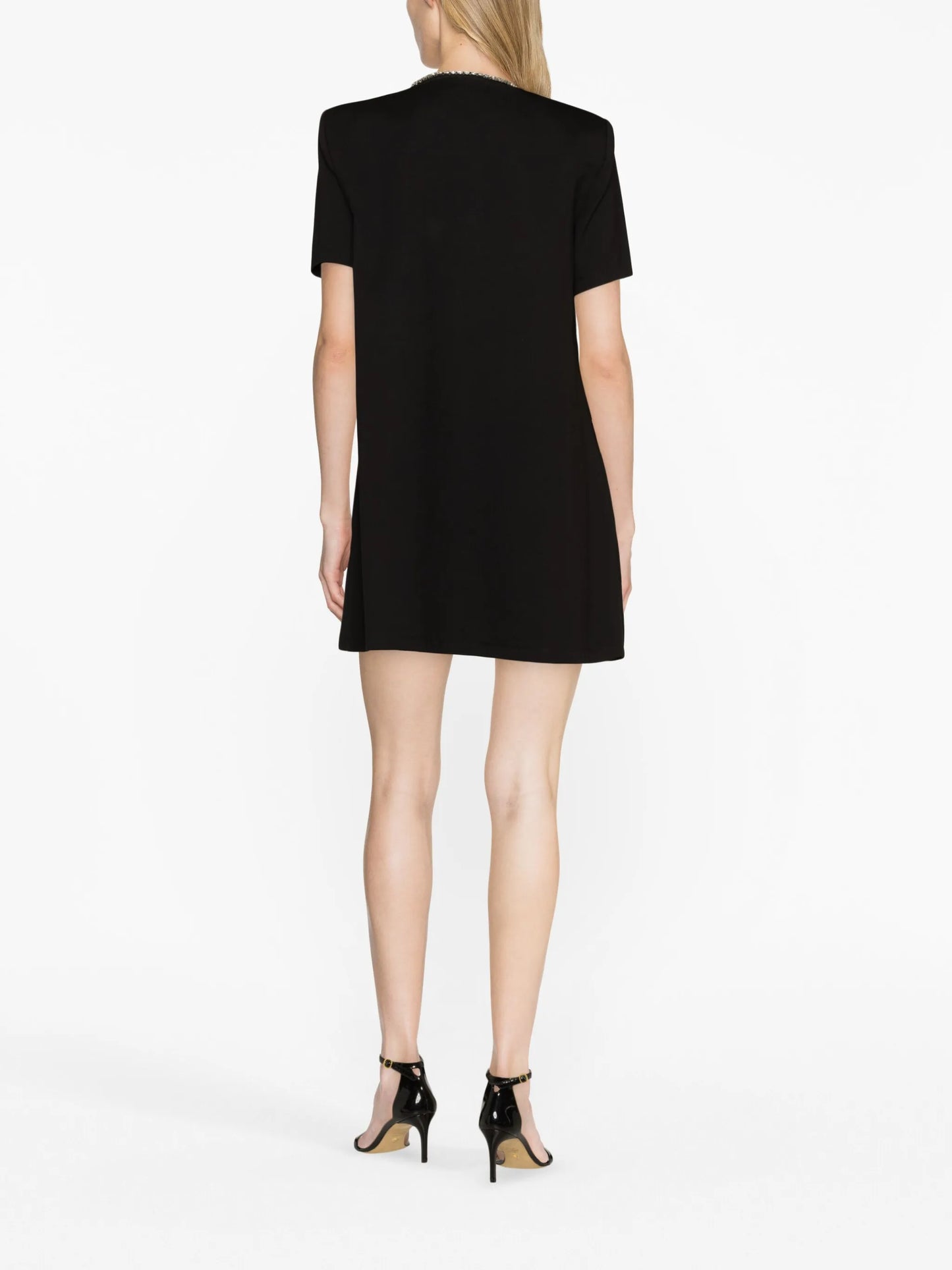 crystal-embellished V-neck mini dress