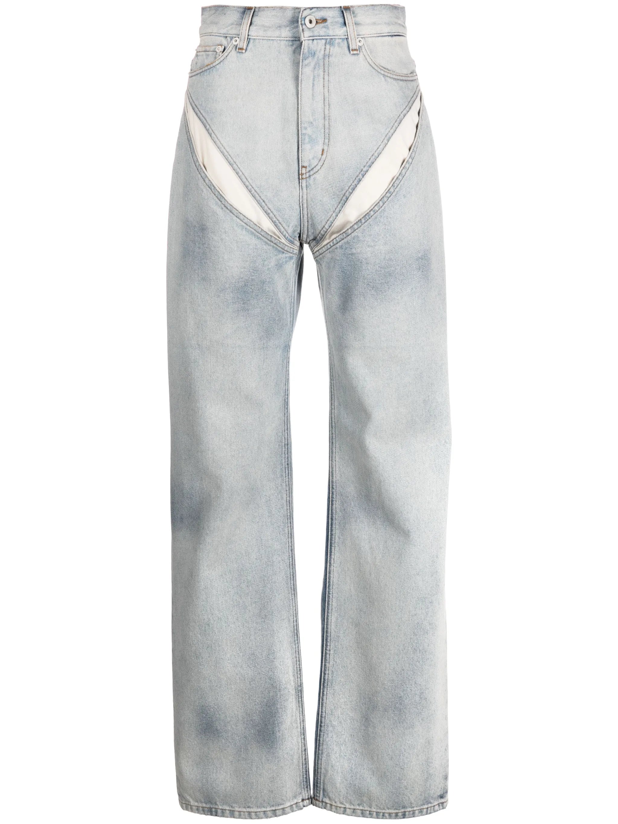 cut-out wide-leg jeans