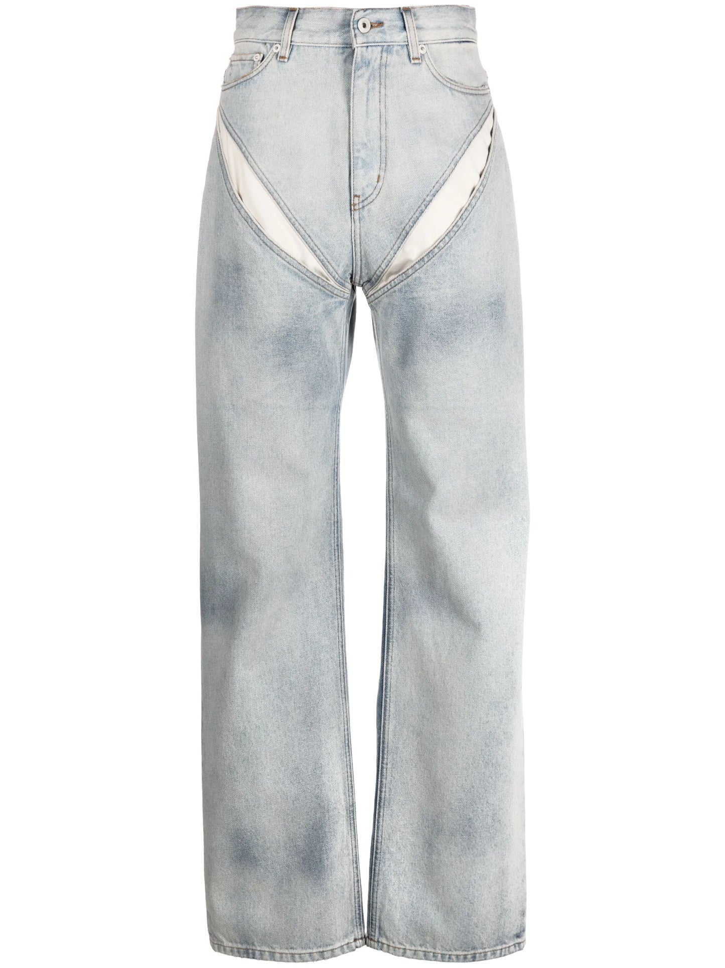 cut-out wide-leg jeans