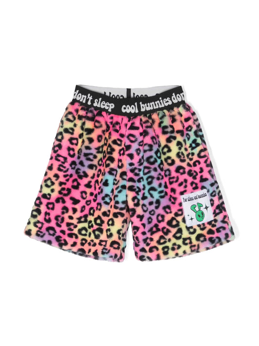 leopard-print shorts
