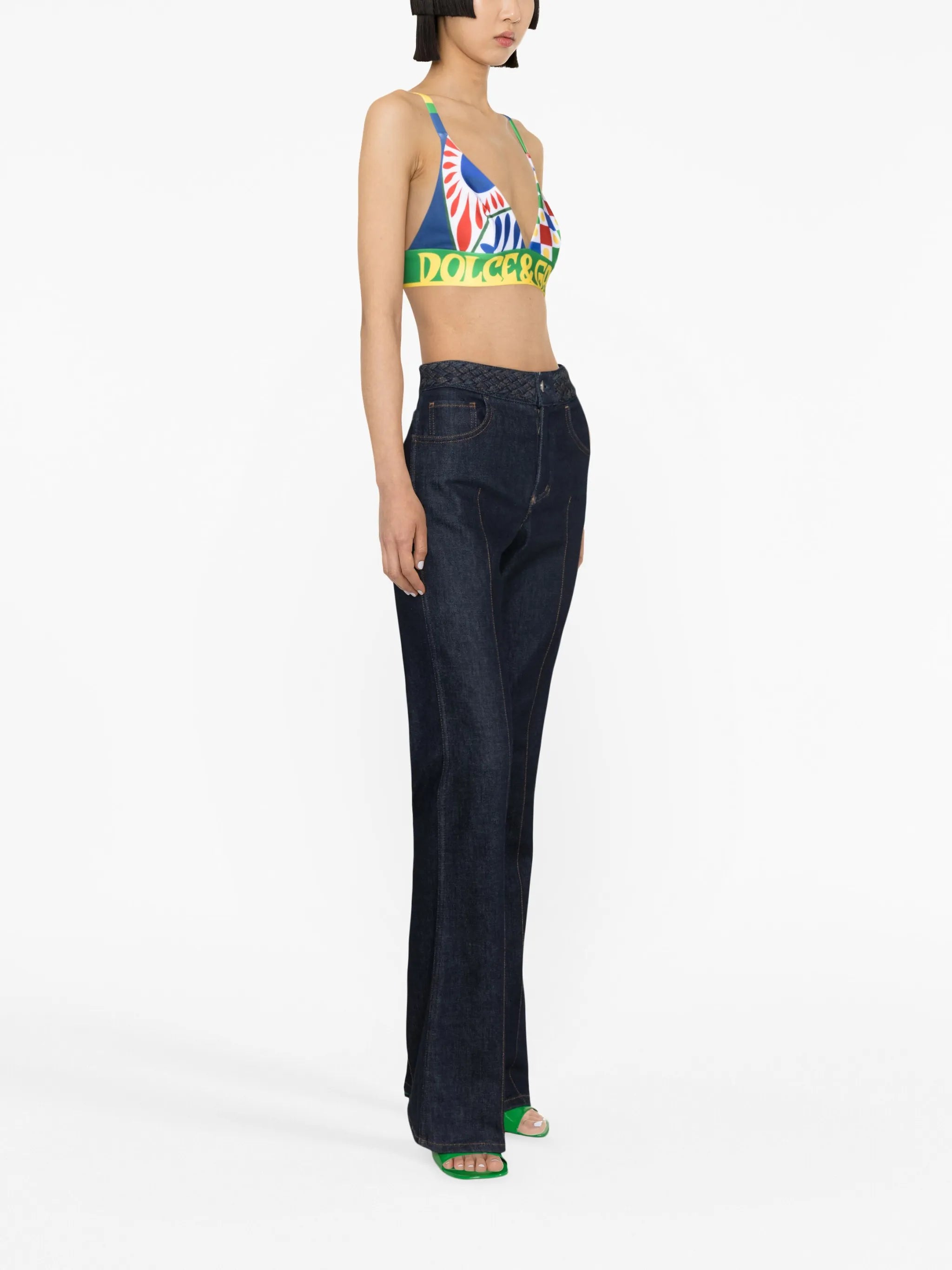 geometric-print stretch-design bralette