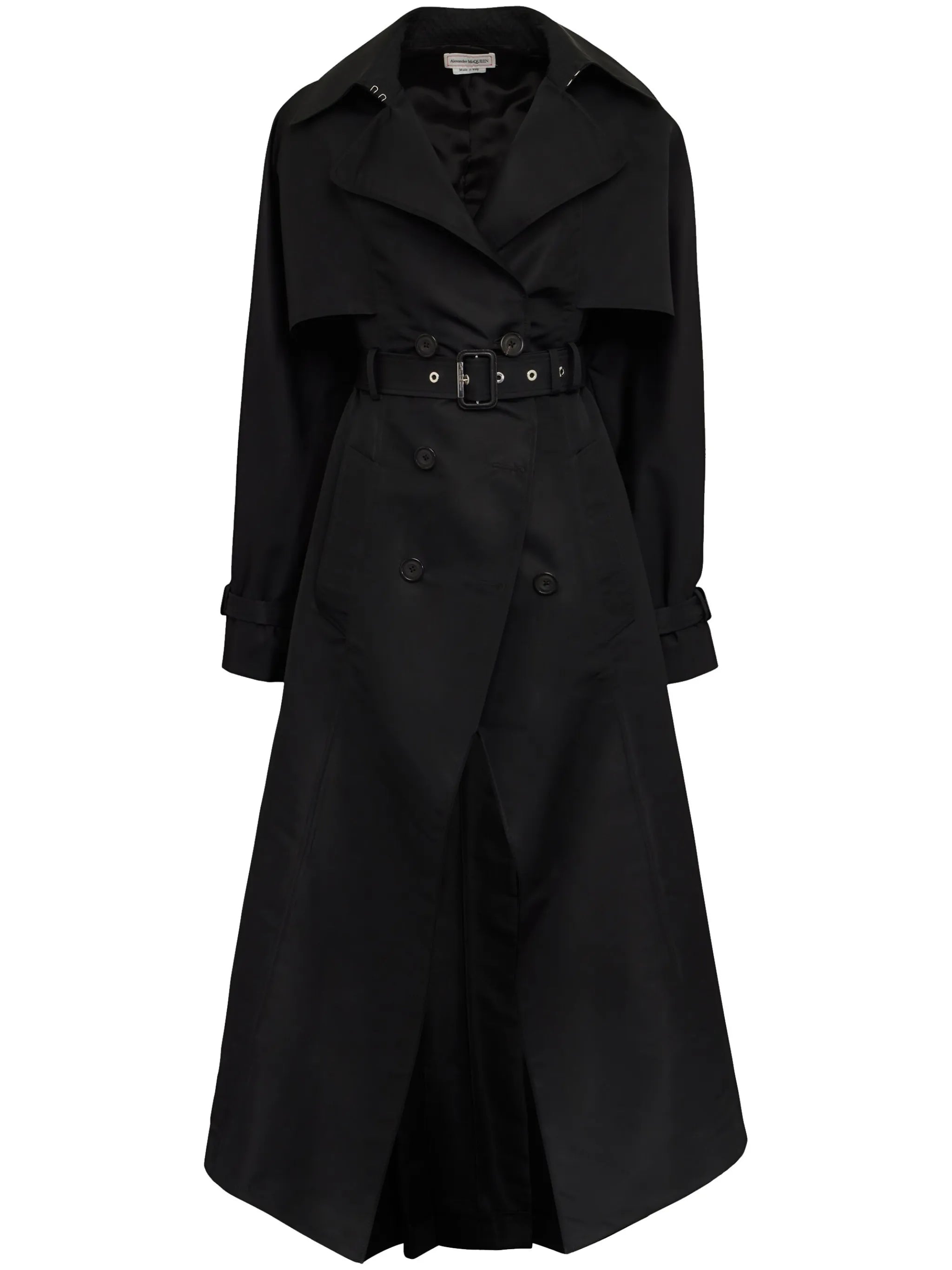 Cutaway pleated trench coat