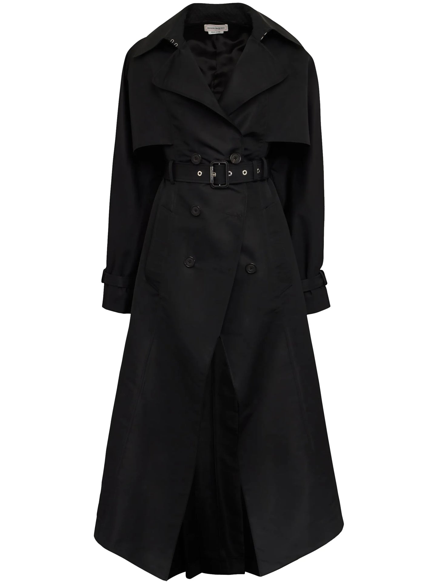 Cutaway pleated trench coat