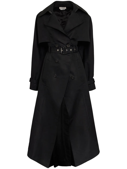 Cutaway pleated trench coat