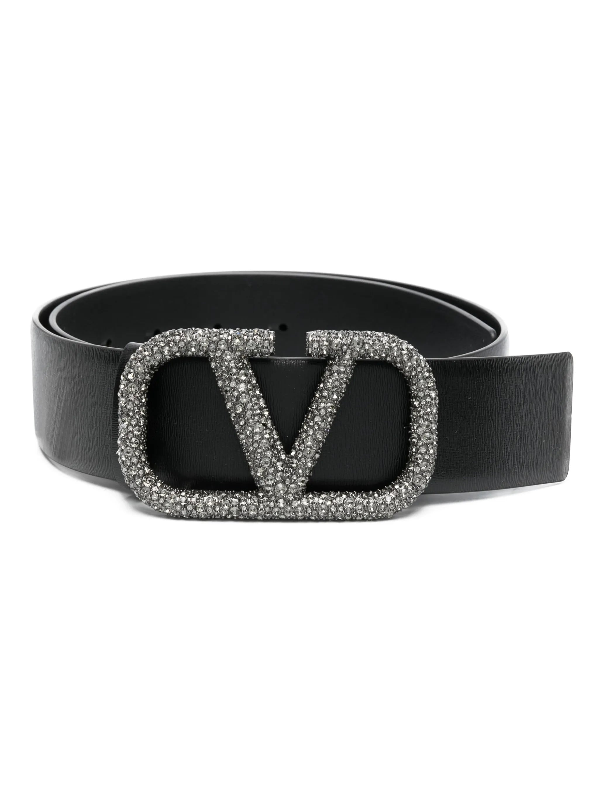 crystal-embellished VLogo leather belt