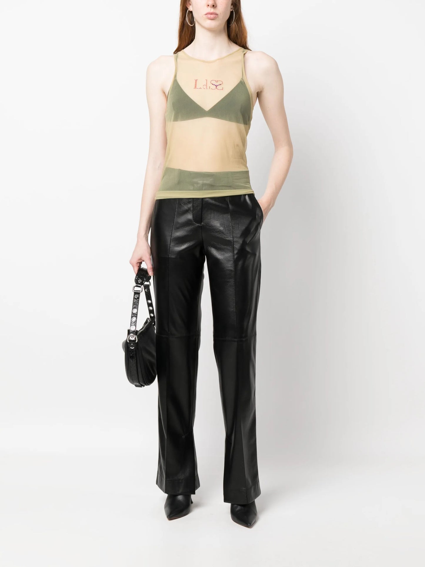 crystal-logo sheer tank top