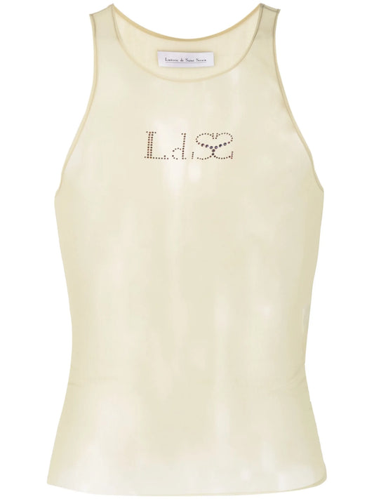 crystal-logo sheer tank top