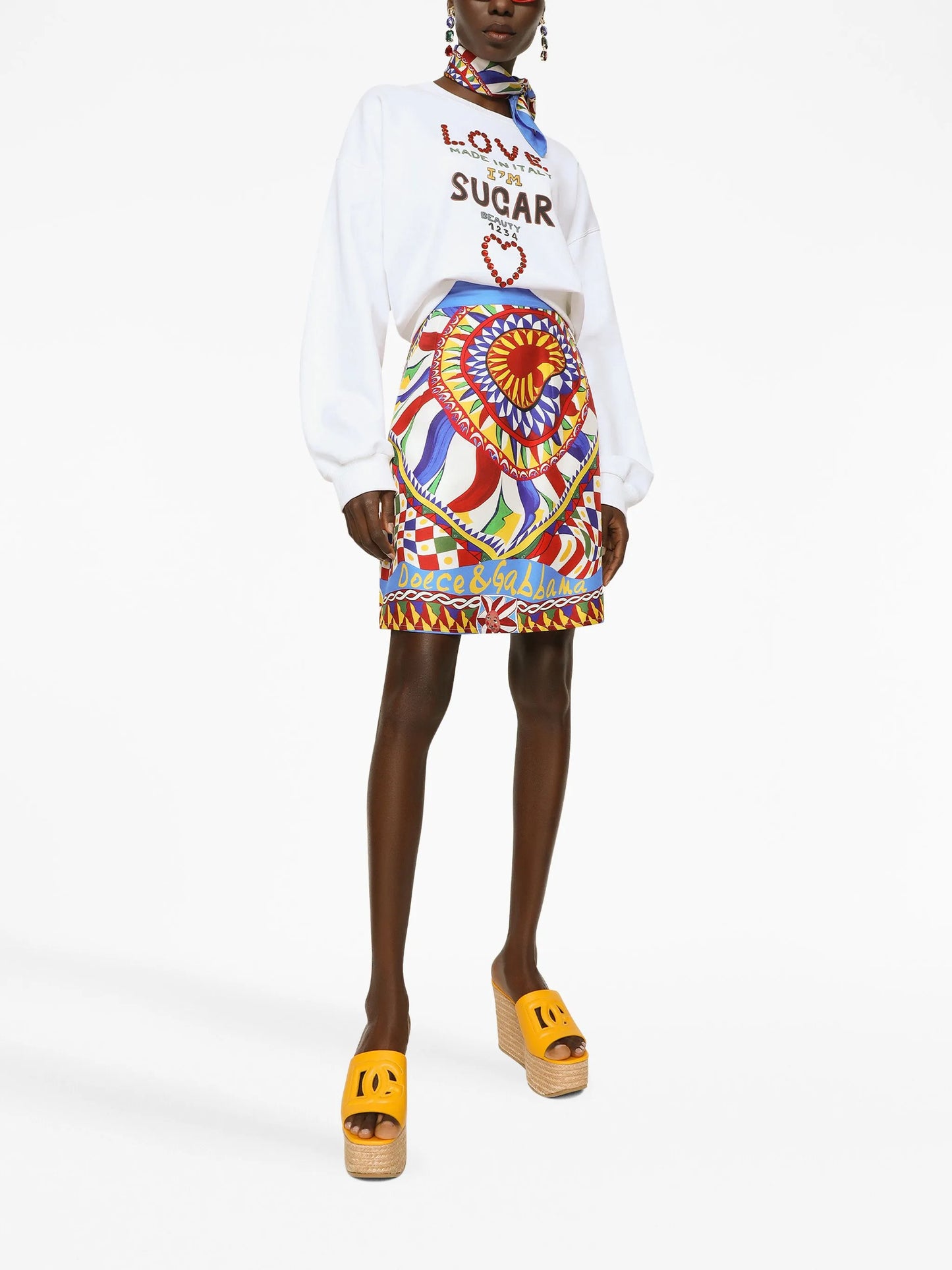 graphic-print mini skirt