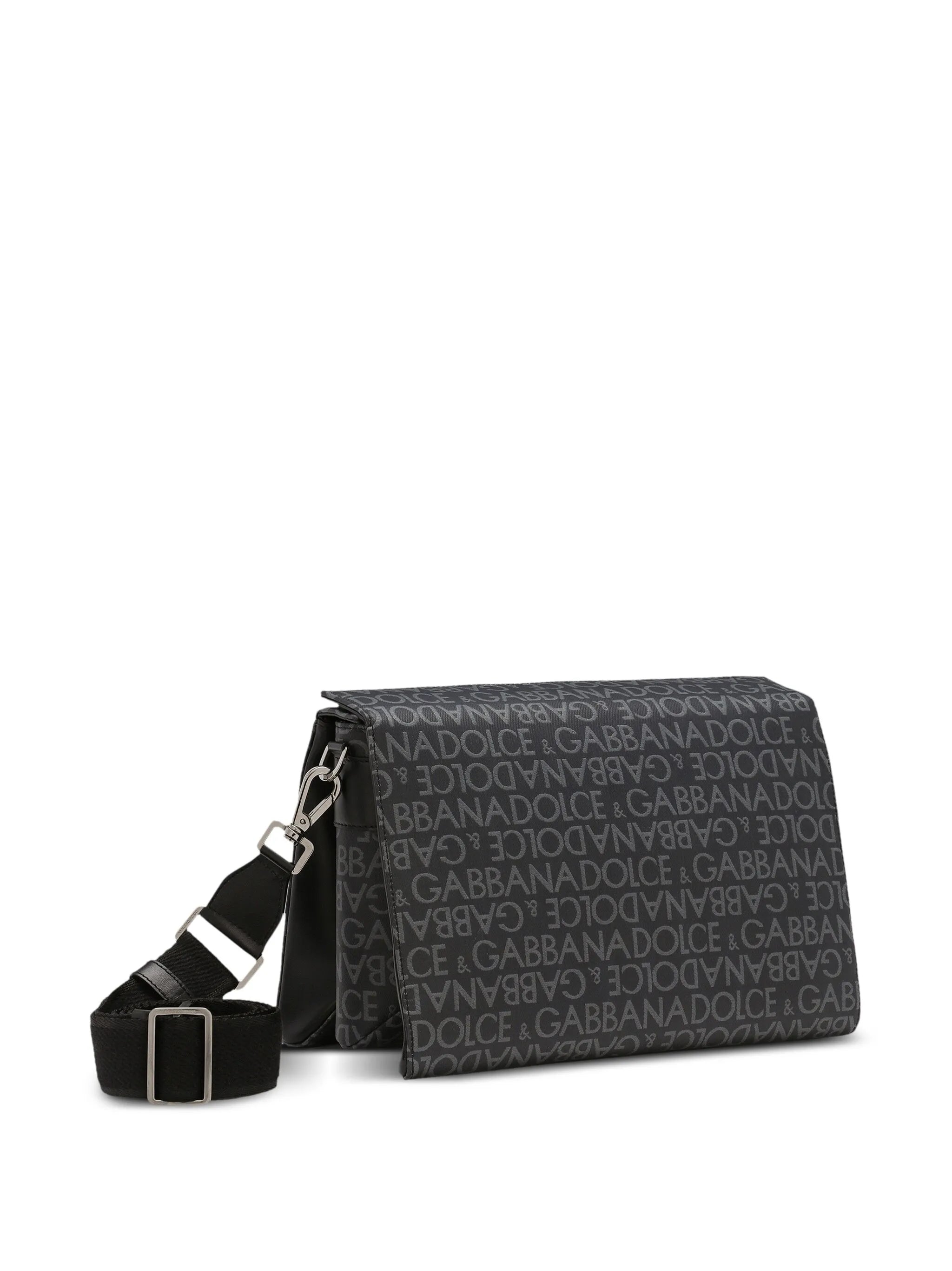 logo-print leather shoulder bag