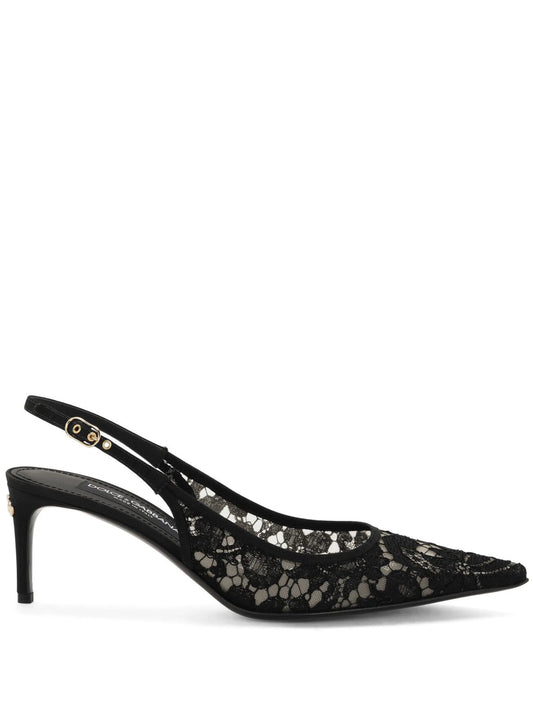 60mm lace slingback pumps