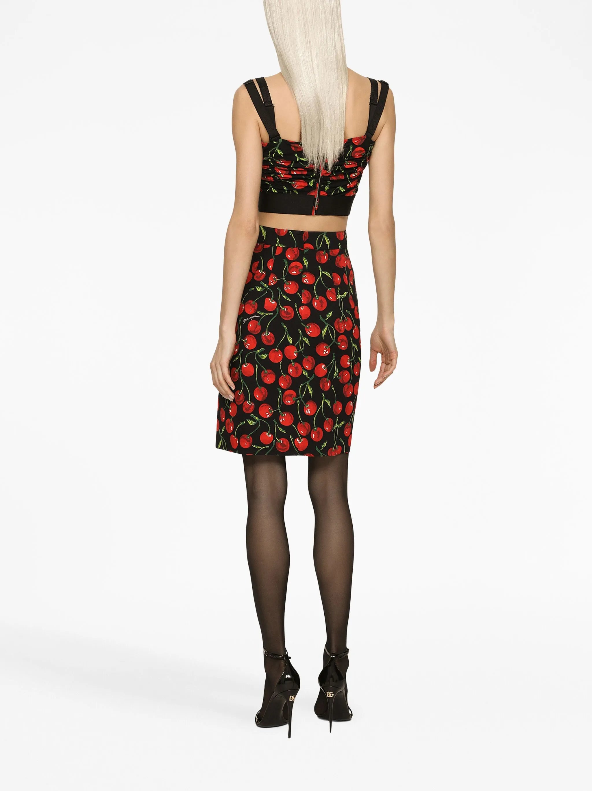 Ciliegie-print cropped tank top