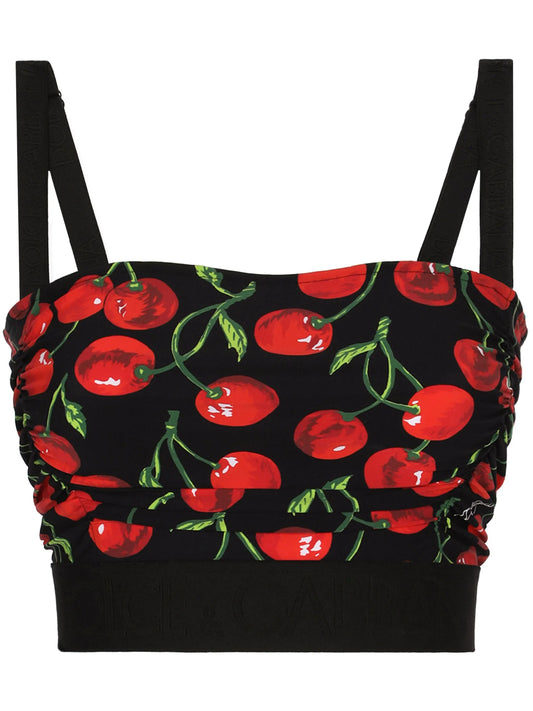 Ciliegie-print cropped tank top