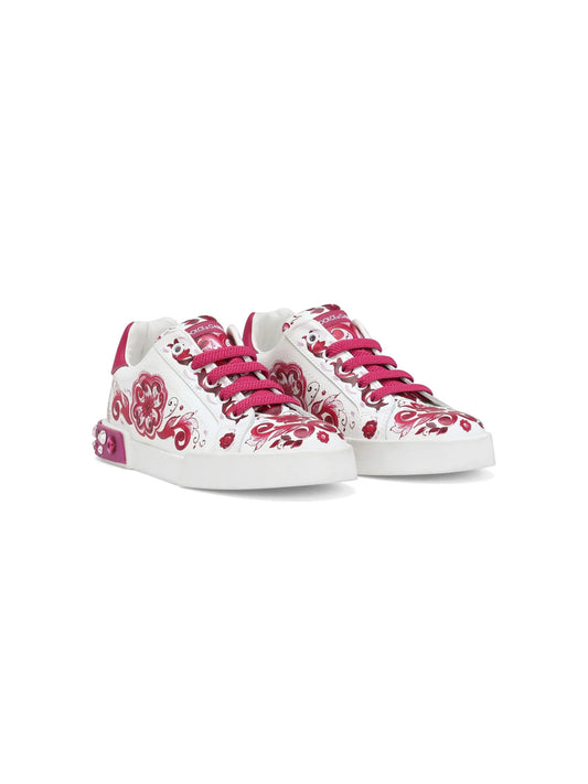 Portofino Majolica-print leather sneakers