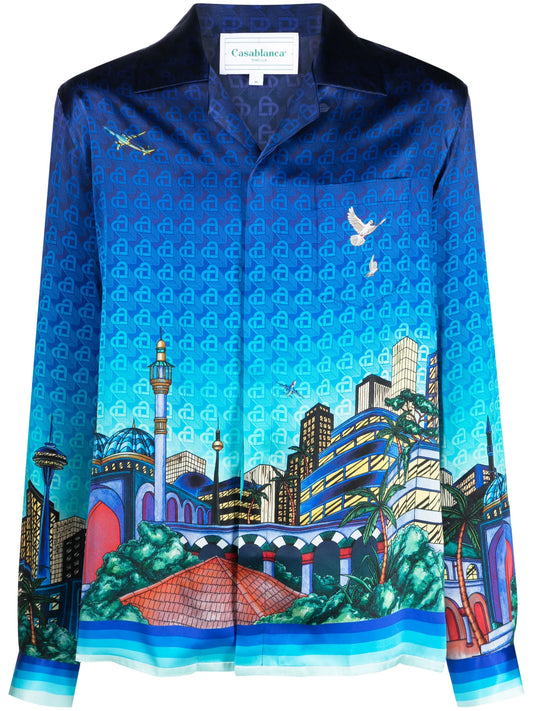 Cuban-collar silk shirt