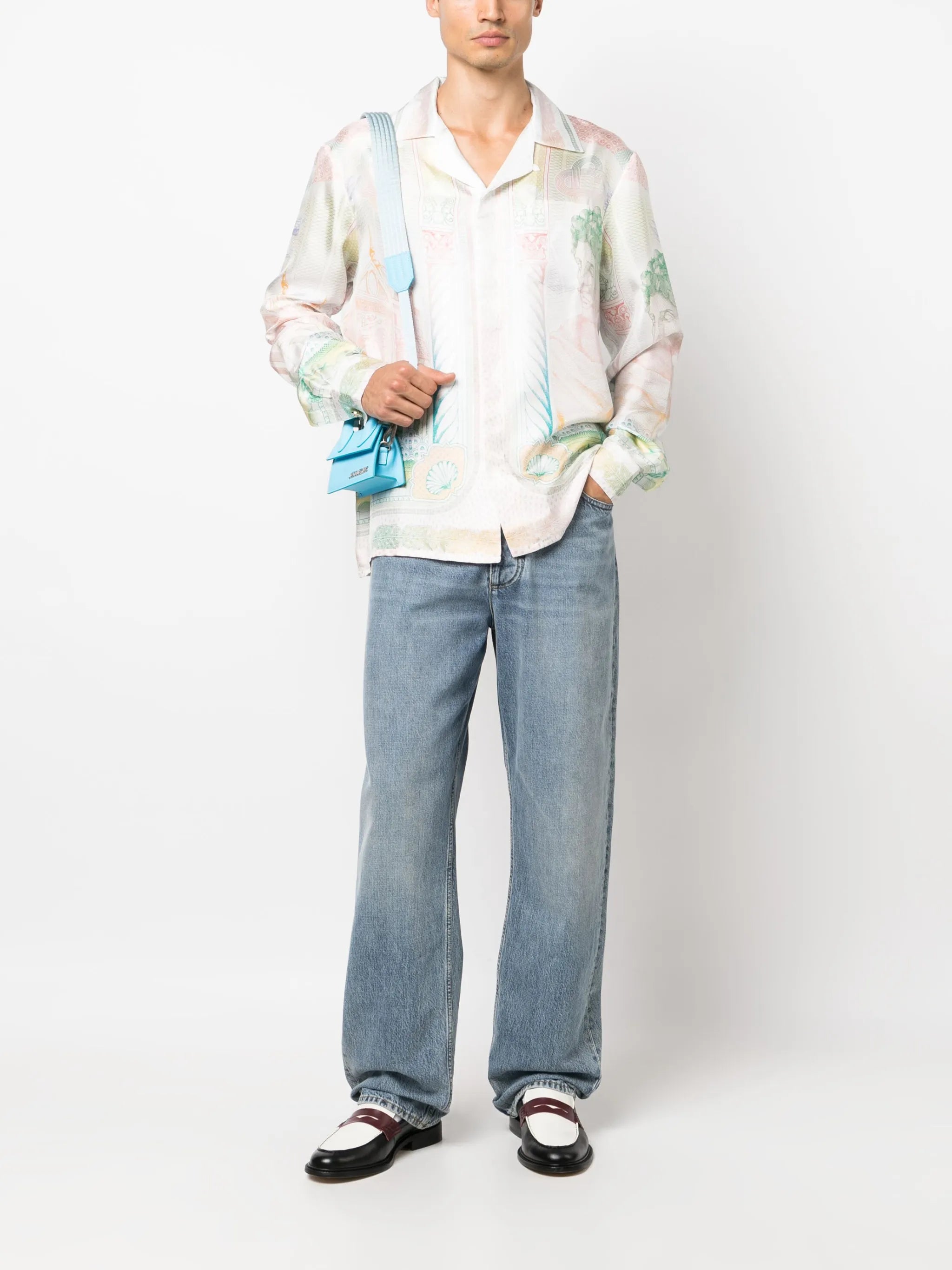 Cuban-collar silk shirt