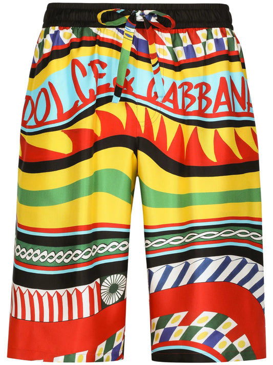 Carreto-print silk bermuda shorts
