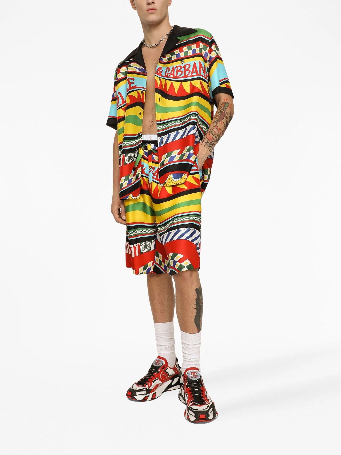 Carreto-print silk bermuda shorts