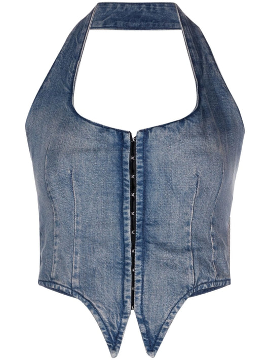 Dani denim halterneck vest