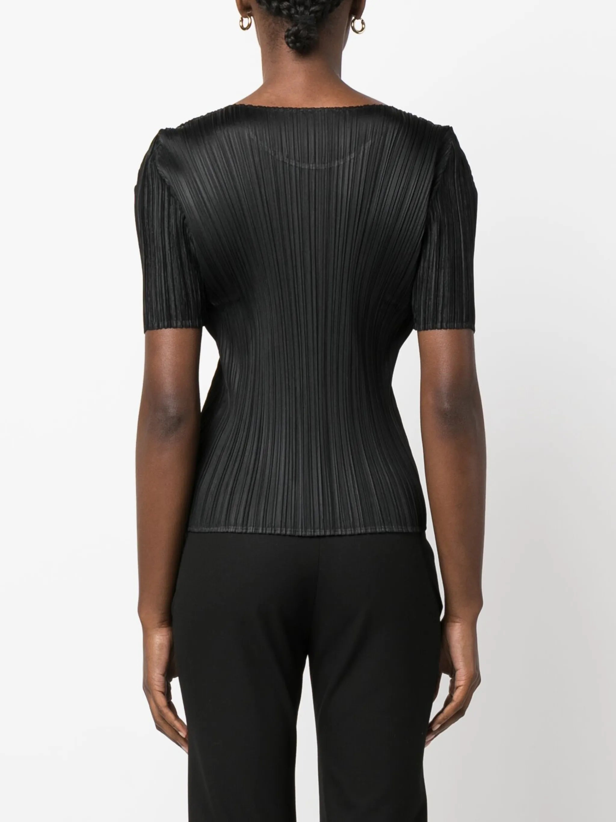 plissé short-sleeve T-shirt