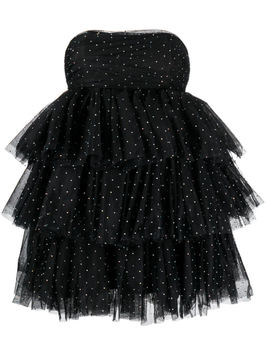 crystal-embellished ruffle minidress