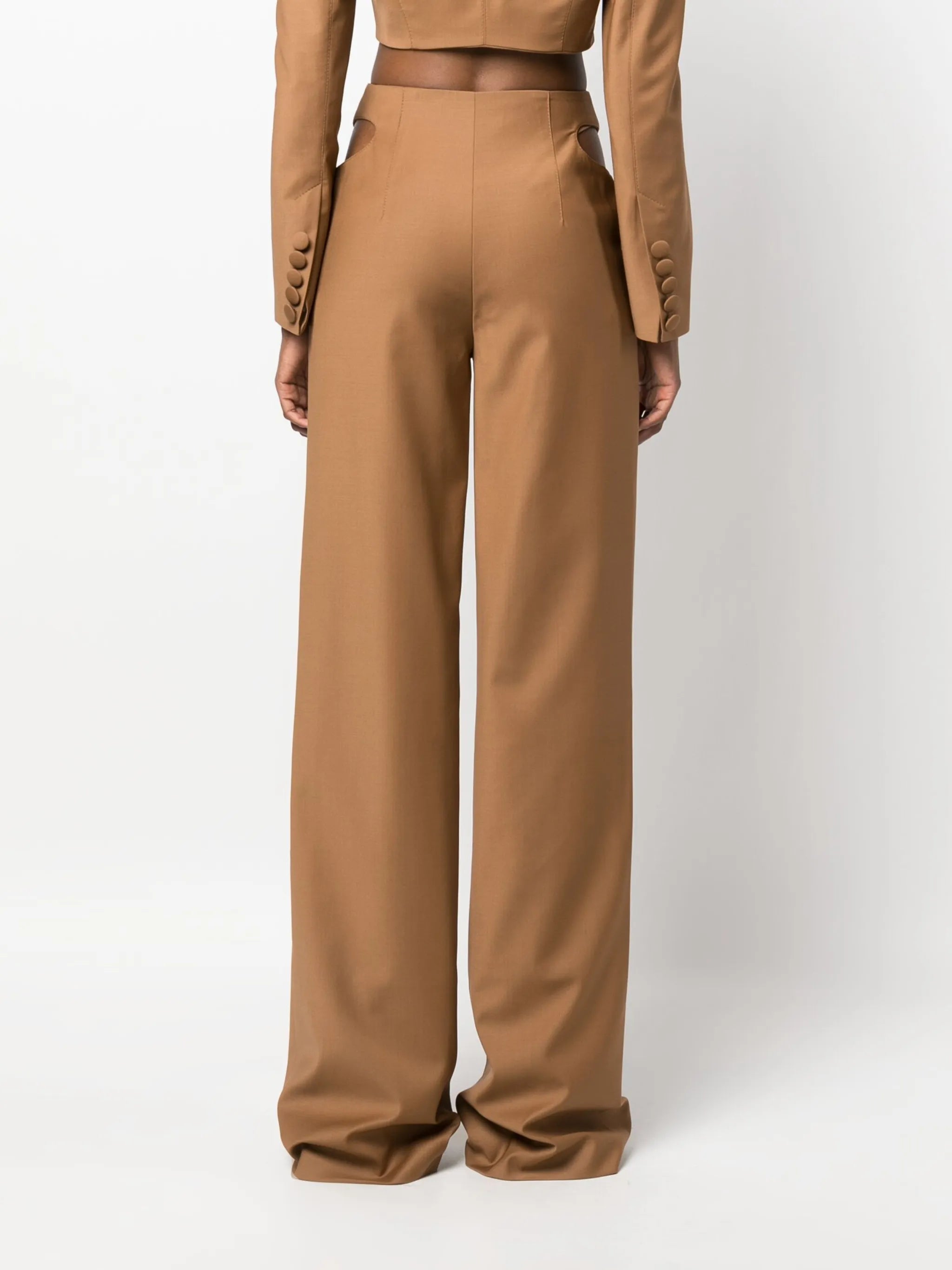 cut-out virgin wool trousers