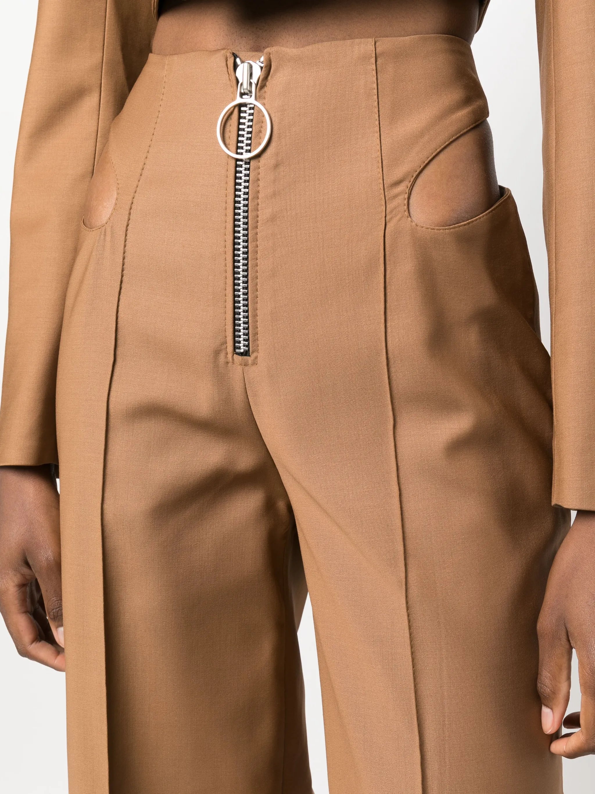 cut-out virgin wool trousers