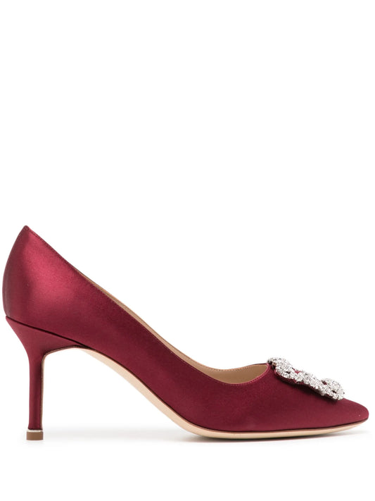 Hangisi 70mm crystal-buckle pumps