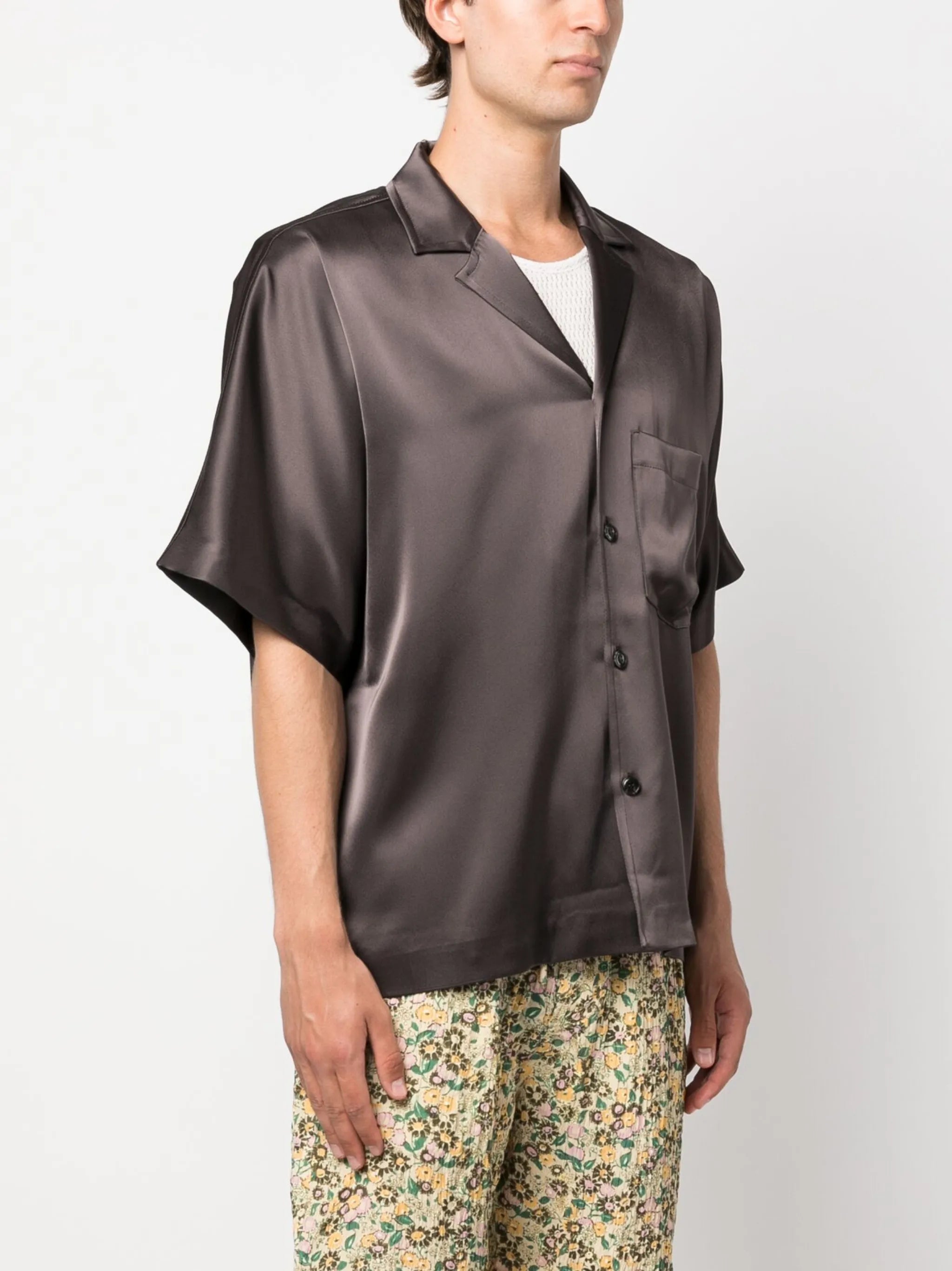 cuban-collar self-tie shirt
