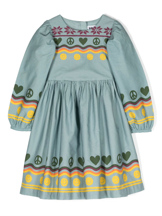 Cilja long puff-sleeves cotton dress