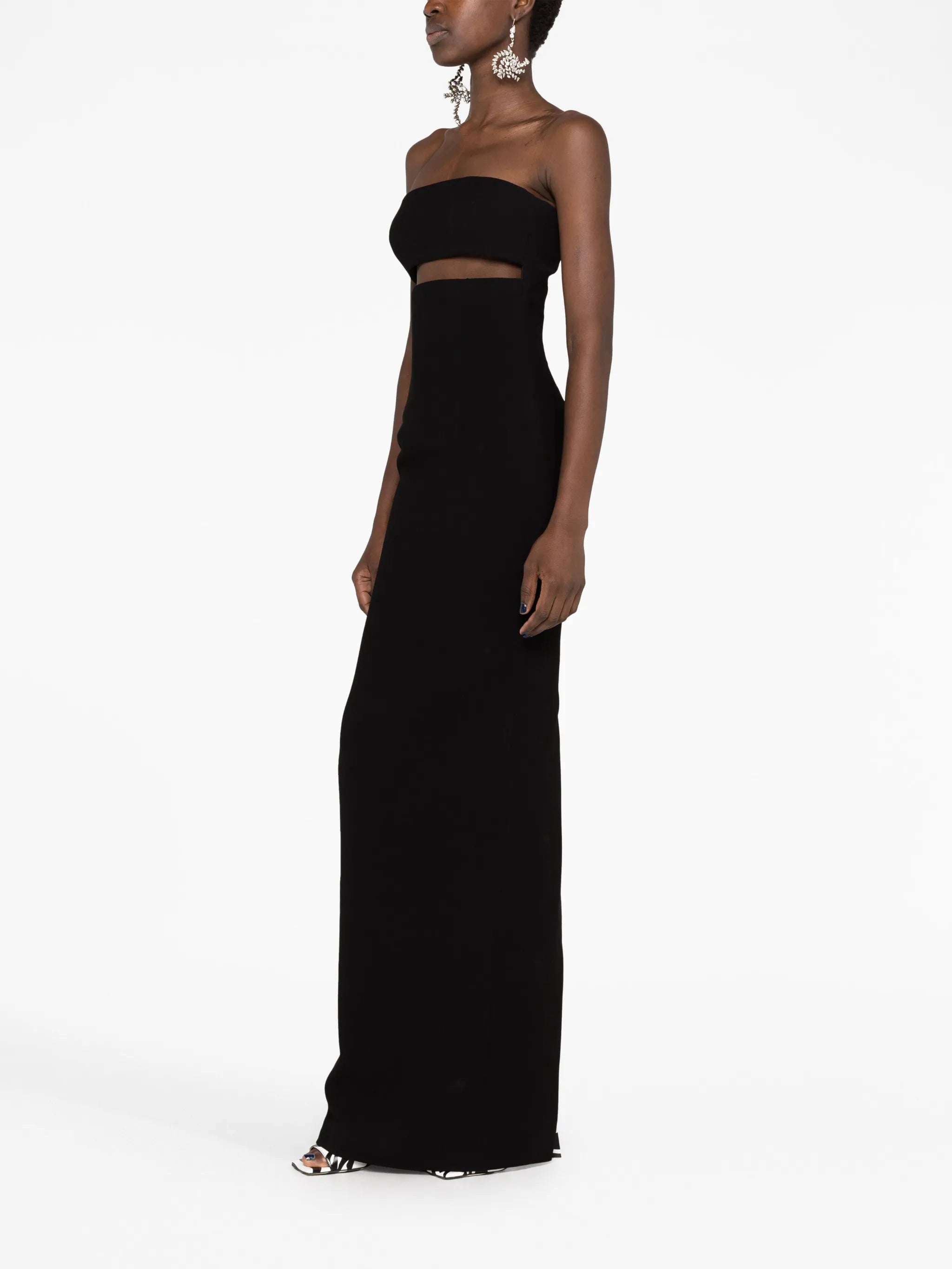 cut-out strapless maxi dress