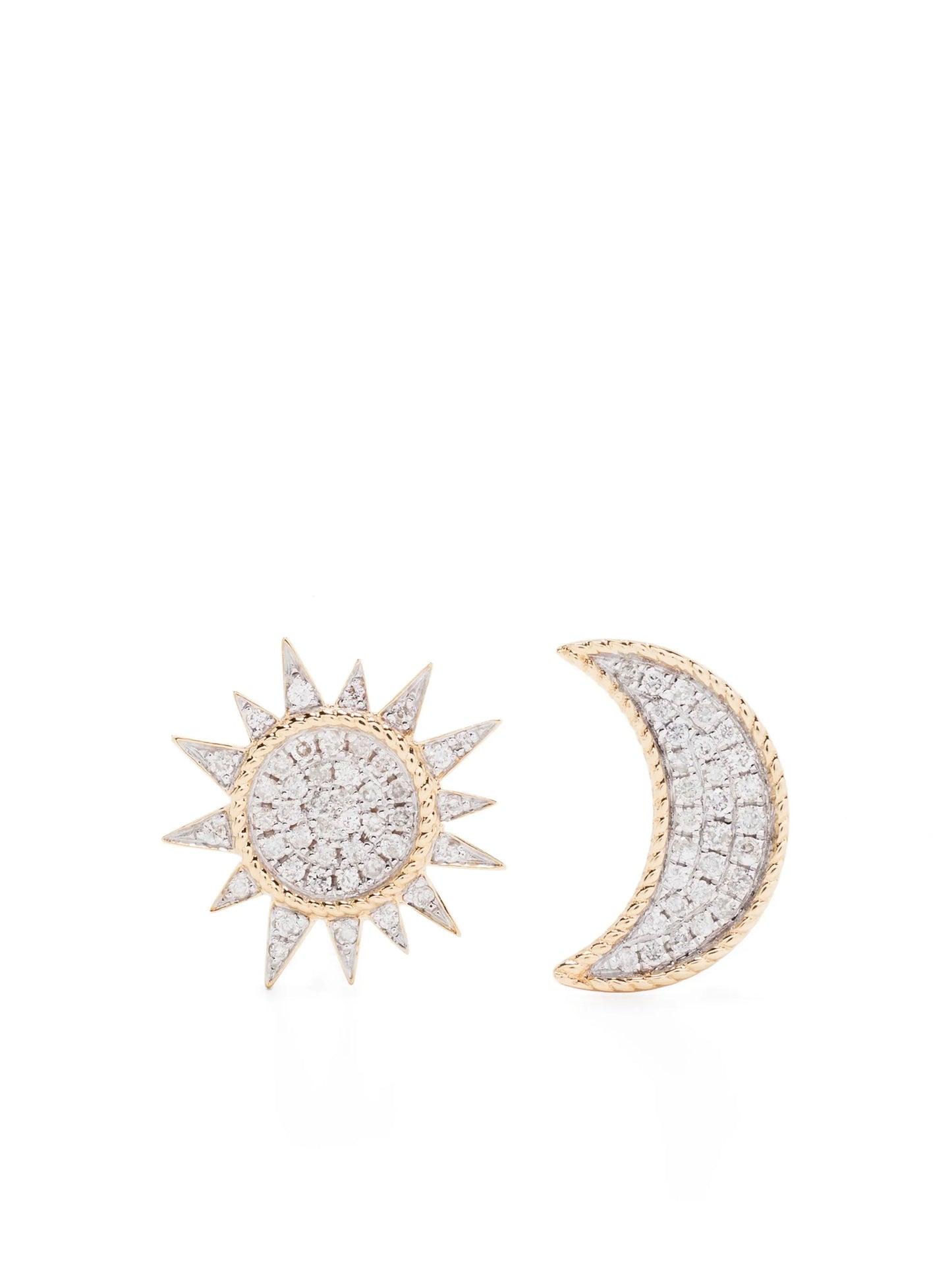 18kt yellow gold Soleil  Lune diamond stud earrings