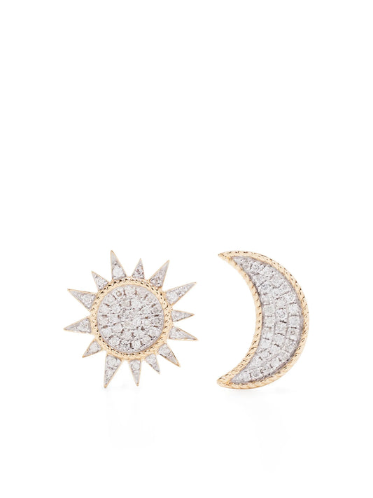 18kt yellow gold Soleil  Lune diamond stud earrings