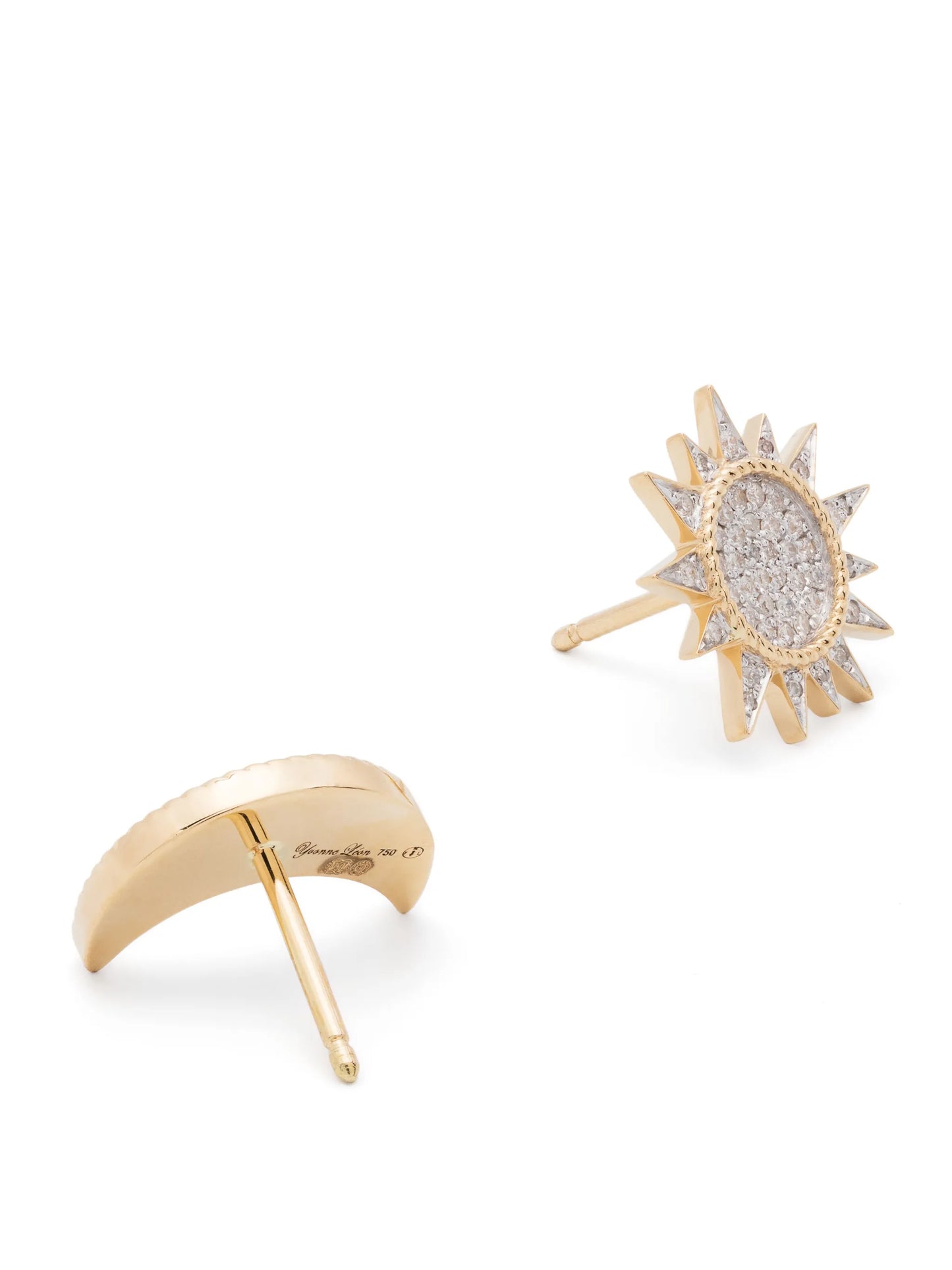 18kt yellow gold Soleil Lune diamond stud earrings