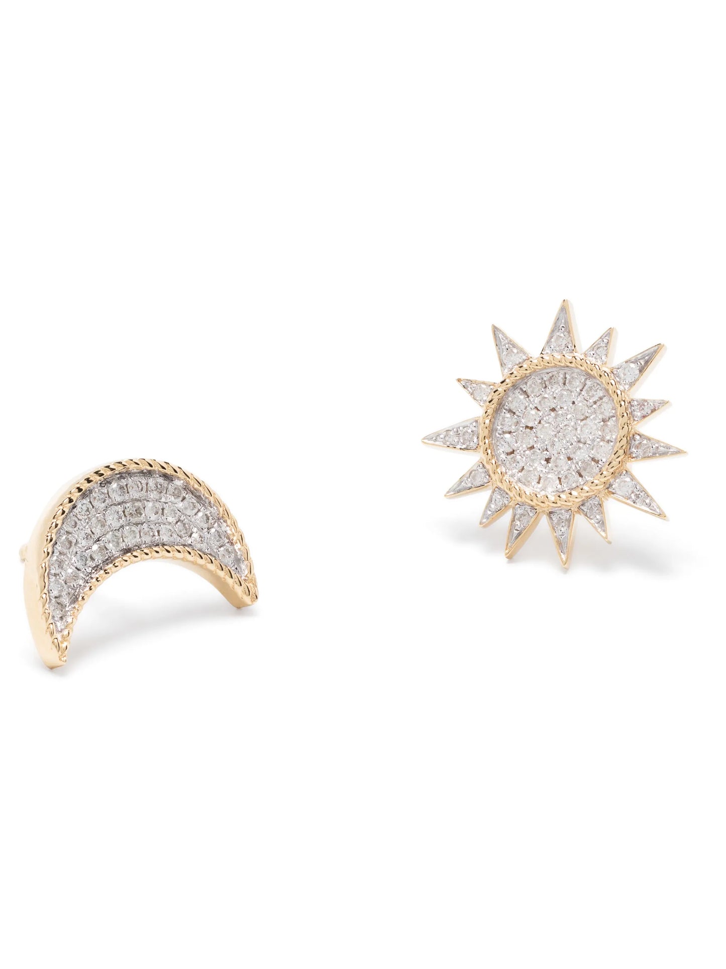 18kt yellow gold Soleil  Lune diamond stud earrings