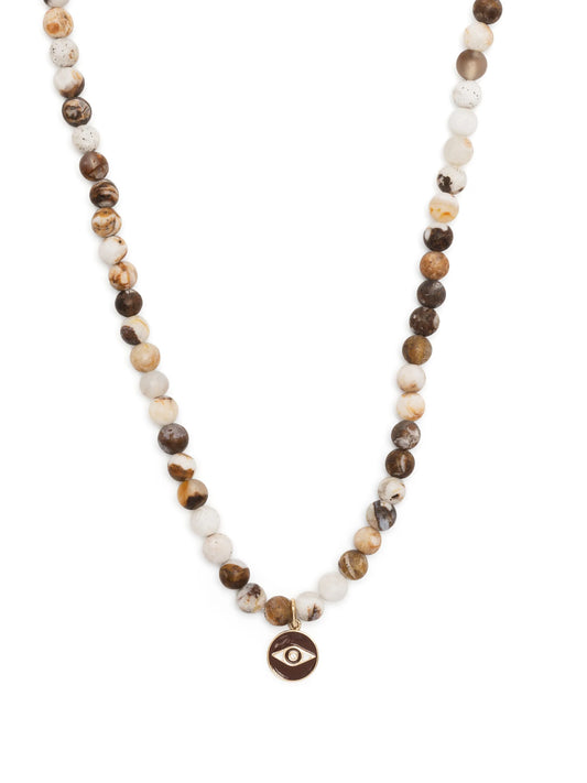 14kt yellow-gold Evil Eye beaded necklace