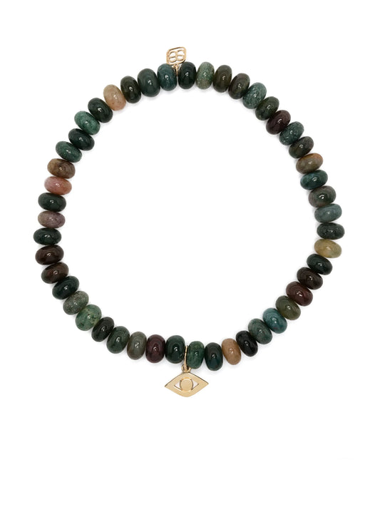 14kt yellow gold Evil Eye agate beaded bracelet
