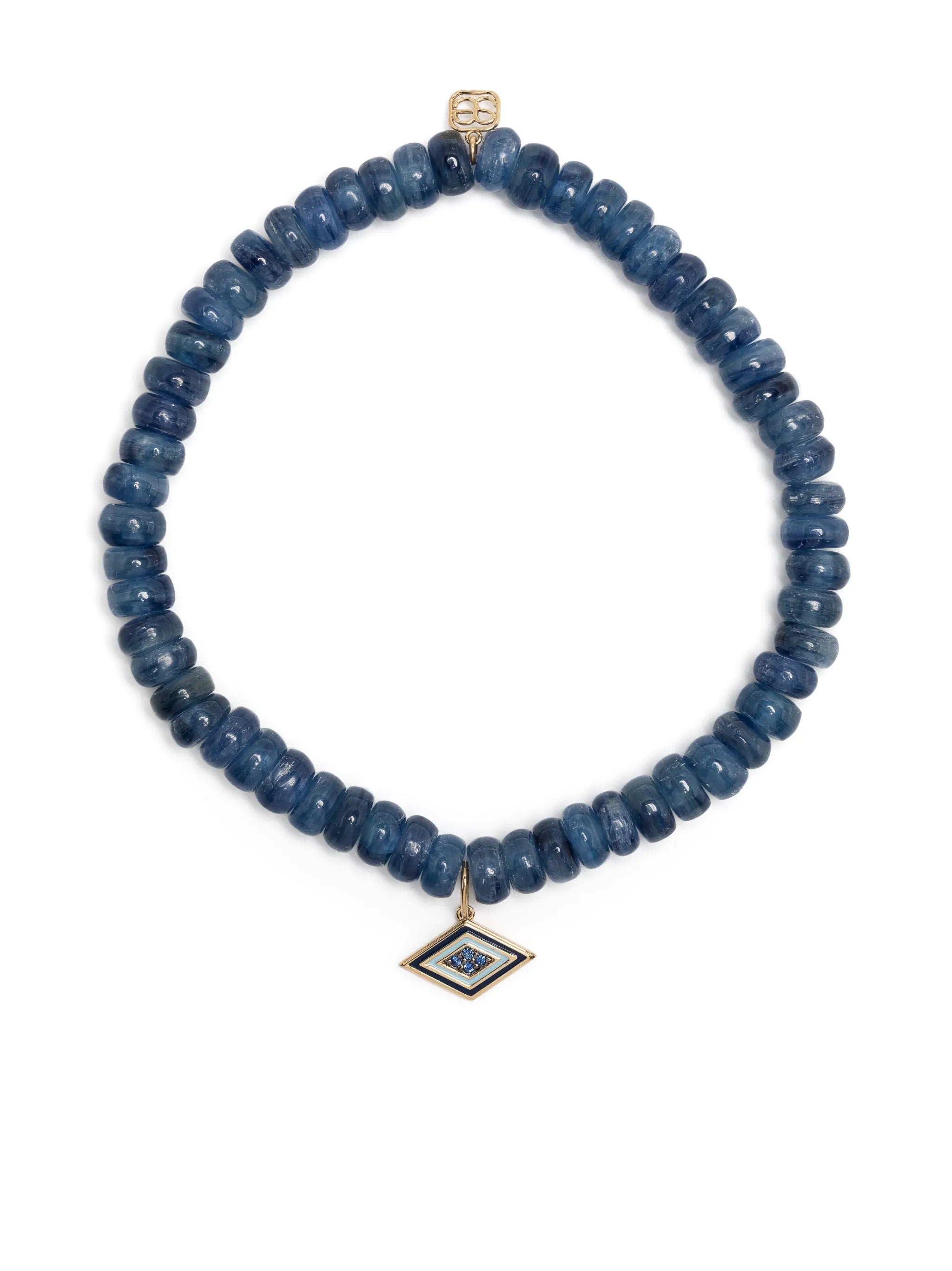14kt yellow gold Groovy Eye kyanite beaded bracelet