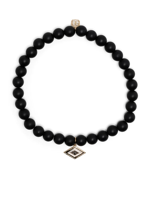 14kt yellow gold Groovy Eye onyx beaded bracelet