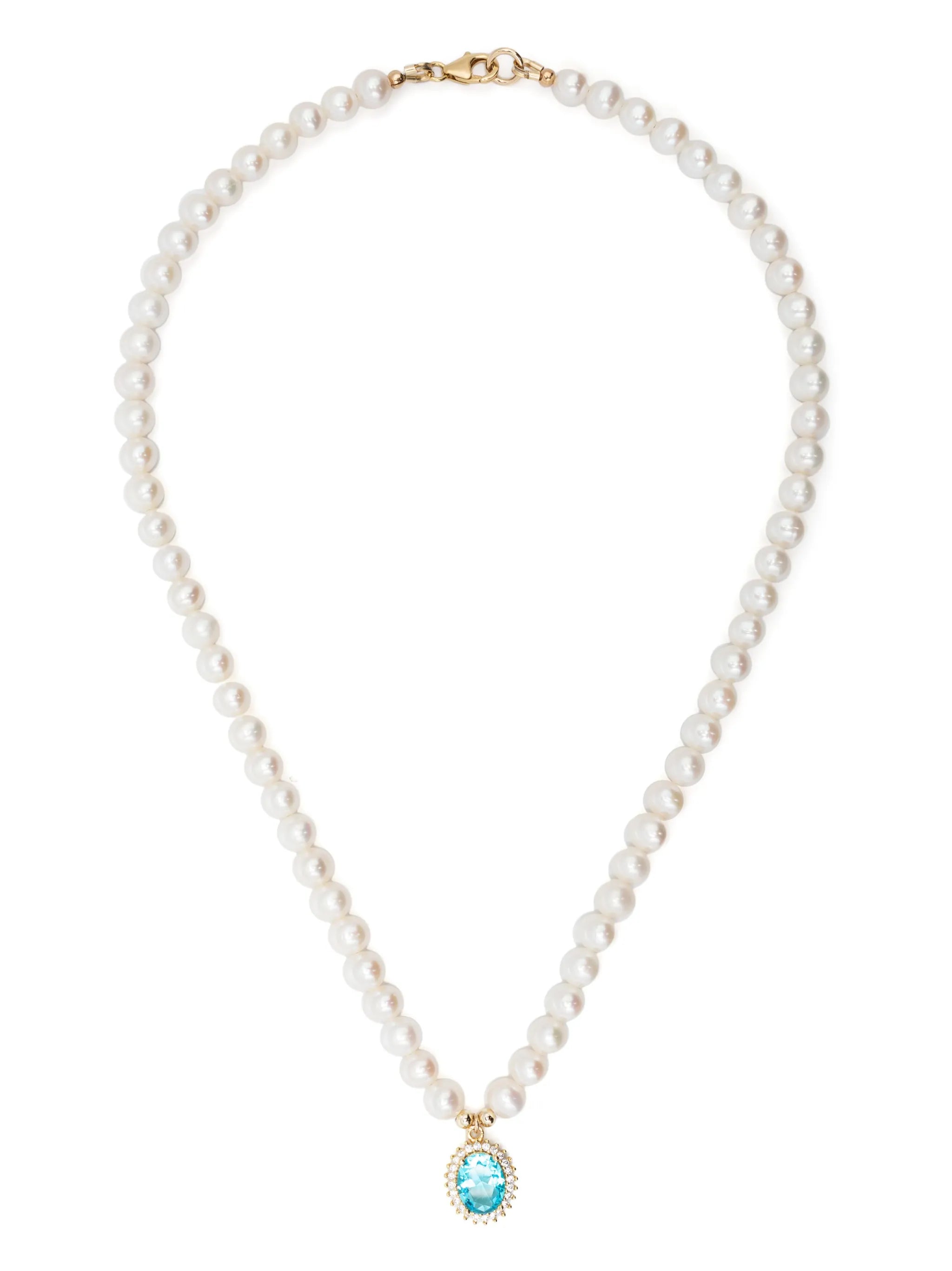 crystal-pendant pearl necklace
