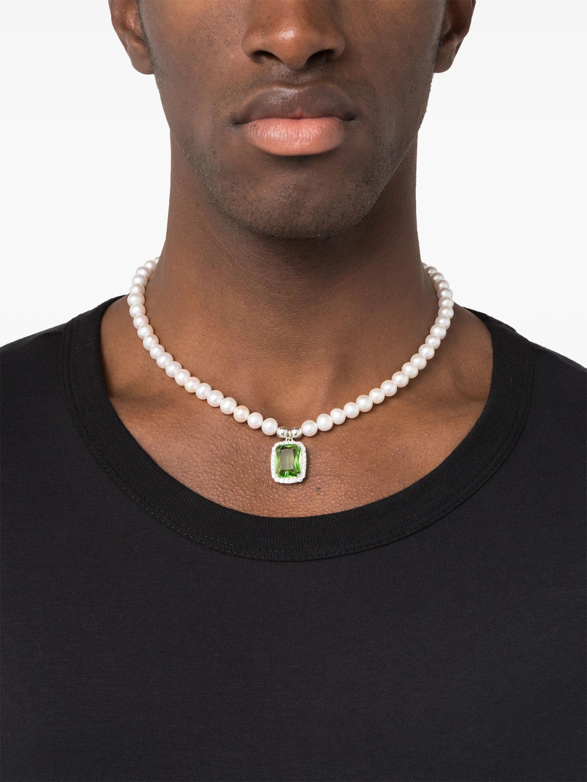 crystal-pendant freshwater-pearl necklace